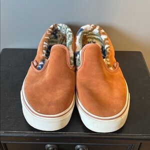 Vans Suede Slip-On Loafers - Orange and White